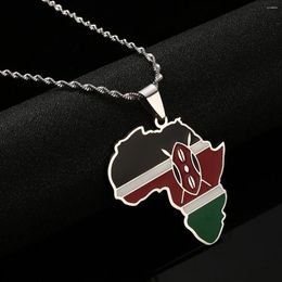 Pendant Necklaces Africa & Kenya Map Gold Colour Jewellery African Kenyan Flag Gift