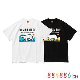 Men's T-Shirts 2022ss Human Made T-shirt Men Women High Quality Polar Bear Letter Love Print TShirt Slub Cotton Short Sleeve Top Human Made Tee G230309