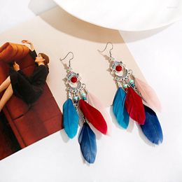 Dangle Earrings Boho Corful Long Feather Beach Drop Wedding Bride Jewellery Oorbellen Hangers