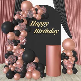 Other Event Party Supplies 98Pcs Black Ballon Garland Arch Kit Metallic Rose Gold Confetti Latex Balloon Wedding Birthday Party Bridal Baby Shower Decor 230309