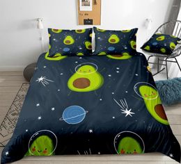 Bedding Sets Cartoon Avocado Set Funny Fruits Duvet Cover Space Bed For Kids Geometric Bedclothes Cute Home Textile