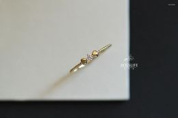 Cluster Rings 2023 S925 Sterling Silver Gentle And Sweet Bow Golden Peas Ring Simple Elegant Student Girl
