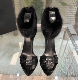 Designer's latest sandals shoes Super Spicy Queen's fur nude high-heeled shoes Elegant sexy wedding party women's shoes