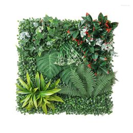 Decorative Flowers 50 50cm Anti UV Artificial Plant Wall Fake Plastic Background Decoration Greenery Green Garden Outdoor Decor