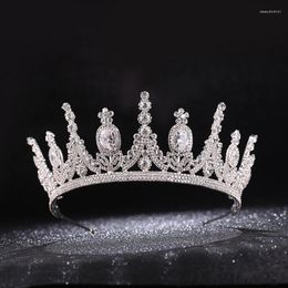 Hair Clips European And American High-end Princess Crown Bridal Tiara Rhinestone Crystal Headband Wedding Dress Style Sweet Romantic