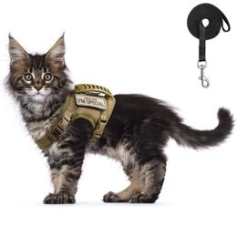 Cat Collars Leads ZOOBERS Tactical Harness for Walking Escape Proof Soft Mesh Adjustable Pet Vest Large Small Dog 230309
