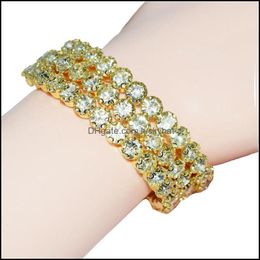 Tennis Fashion Crystal Gold Sier Plated Bangles For Women Rhinestone Stretching Bangle