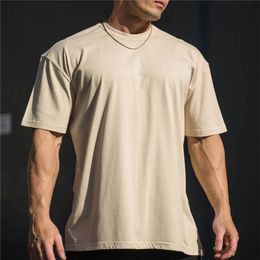 Men's TShirts Men Gym Workout Fitness cotton Short Sleeve Tshirt Hip Hop Fitness Summer Oversized Bodybuilding Tops Sports Tees 230309