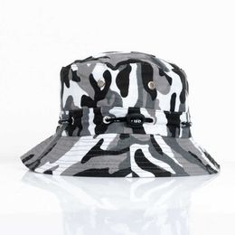 Wide Brim Hats Brand Camouflage Bucket Hat Military Bob Panama Hats Basic Solid Cap Hats With Elastic Rope For Hiking Climbing Camping YY103 R230308