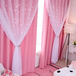 Curtain Blackout Curtains Star Shape Kids' Hollow Double Layer Cloth Yarn Combination Thermal Insulating Room Darkening