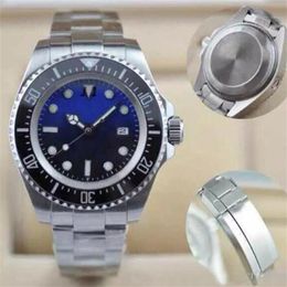 Blue Black Dial Luminoso Watch D-Weller Bisel de cerámica giratoria 44 mm de acero inoxidable 116660 BLSO Automatic Buzs Mens Relojes WRI158K