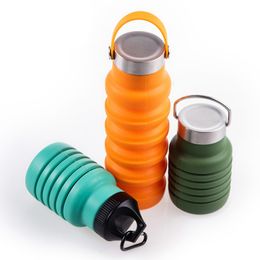 Water Bottles Portable Sport Fold Water Bottles Outdoor Travel Silicone Cups Mug Sublimation High Temperature Resistant Bottles 230309