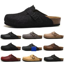 Boston Clog Men Women Designer Birks Sandals Slippers Leather Bag Head Pull Cork Flats Mules Woody Loafers Men Women Slipper Sandals Brown Black Red Slides Sliders