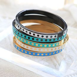 Bangle Colorful Enamel Wave Point Bracelet For Women Round Charm Stainless Steel Trendy BijouxBangle