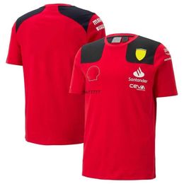 6f6u 2023 New Men's and Women's F1 Team T-shirt s 2023 Racing Uniform Spanish Sainz 55 Round Neck High Quality Customizable Name Number Jaq3
