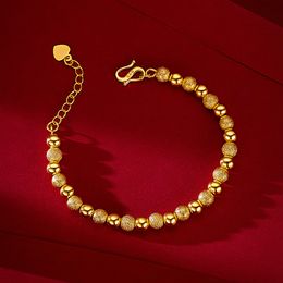 Women Men Beads Bracelet Wrist Chain Solid 18k Yellow Gold Filled Classic Jewelry Gift