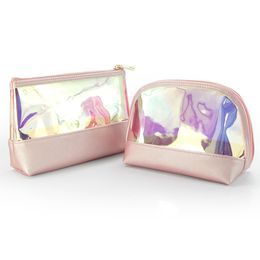 Cosmetic Bag Women TPU Holographic Transparent Zipper Makeup Bags Waterproof Toiletries Bag Cosmetic Pouch Organiser