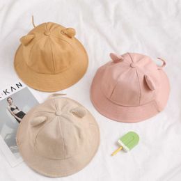 Wide Brim Hats Cartoon Cat Ear Bucket Hat Cap For Girl Cotton Dome Sun Hat Women Korean Spring Summer Panama Solid Female Outdoor Sunhat R230308