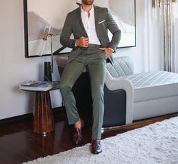 Men's Suits Olive Green For Men Slim Fit Wedding Tuxedos Bridegroom Formal Wear Custom 2023 Arrival 2 Pieces Jacket Pants Costume