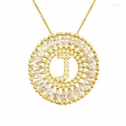 Pendant Necklaces Brazil Top Sale Mandala De Letra Collar Letter J Necklace Gold Colour Initial Chain Cubic Zirconia English Jewellery