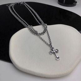 Pendant Necklaces Necklace Women Cross Woman Chain High Quality Girls Jewellery Multilayer Silver Colour Trendy Zinc Alloy Collier