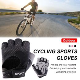 Sports Gloves 1Pair Half Finger Biking Glove With Anti-Slip Gel Pad Cycling For Men Women Fitness Gym Exercise