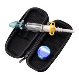 CSYC NC022 Colorful Spill-proof Glass Water Bong Dab Rig Smoking Pipes Bag Set 10mm 14mm Quartz Ceramic Nail Clip Dabber Tool Silicon Jar Case