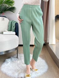 Women's Pants Capris LANMREM Pleated Harem Pants For Women Pockets High Elastic Waist Solid Colour Trousers Spring Female Fashion 2N513 230309