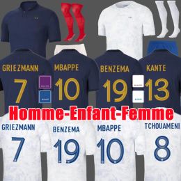 CUSTOM 2022 BENZEMA MBAPPE soccer jerseys French GRIEZMANN KANTE POGBA VARANE GIROUD PAVARO Maillot de foot equipe Men women football shirt