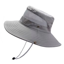 Wide Brim Hats Summer Men Mesh Breathable Bucket Hat AntiUV Fishing Hat Visors Foldable Panama Hat UV Protection Worksite Hat Sun Hat Climbing R230308