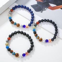 Charm Bracelets Handmade Universe Solar System Bracelet For Women Natural Stone Eight Planets Men Friendly Gift Him Her