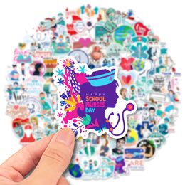 100Pcs Nurse Day Stickers Skate Accessories Waterproof Vinyl Sticker for Skateboard Laptop Notebook Luggage Water Bottle Car Decals Kids Toys Friends Gitf