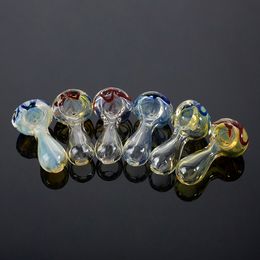 Wholesale Round Shape Spoon Handful Smoking Pipe Pyrex Oil Burner Dab Oil Rig Water Glass Pipes Unique Spoon Accessories Hookahs Colours Randomly GP1007