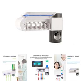 Toothbrush Holders Bathroom Accessories Set Automatic Toothpaste Dispenser Wall Mount Rack Tools 230308