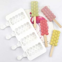 Ice Cream Tools 4 Cavities Diamond Ice Cream Maker Silicone Mould Popsicle Ice Cube Tray Homemade Cheese Pudding Mould Gifts Kitchen Accessories Z0308