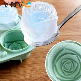 Ice Cream Tools Ice Cube Form Silicone Rose Shape Icecream Mould Tray 3D Big Ice Cream Ball Maker Reusable Whiskey Cocktail Mould Bar Tools Z0308