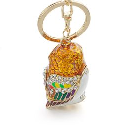 Key Rings Fashion 3D Owl Keyrings Keychains Crystal Rhinestones Enamel Glazing Key Chain Ring Holder For Car K342