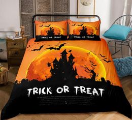 Bedding Sets Happy Halloween Set Black Castle Duvet Cover Decoration For Home Orange Bedclothes Textiles 3-piece