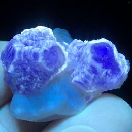 Decorative Figurines Natural Blue Fluorescent Sky Eye Ladder Purple Heart Fluorite And Crystal Point Symbiotic Mineral Home Repair