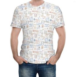 Men's T Shirts Tshirt Vintage Old Rubber Stamps Tourist Passport Certificate Vacation Holiday Theme Activity Competition Eur Si