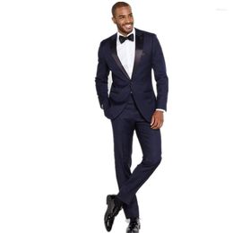 Men's Suits Arrival Navy Blue MenTuxedos 3 Pieces Wedding For Men Formal Groomsmen Slim Fit Notched Lapel