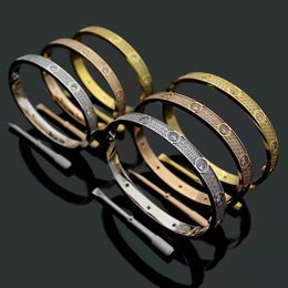 2023 new luxury crystal cuff bracelet fashion charm love three rows full of diamond bracelet high-quality stainless steel designer bracelet