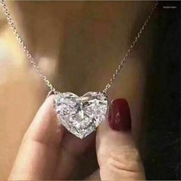 Chains Fashion Love Crystal Zircon Heart Necklace Pendant For Women White Jewlery GiftChains