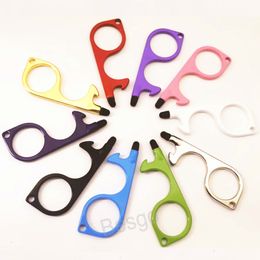 Phone Touch Screen Press Elevator Tool Portable Contactless Keychain Door Opener Metal Pendant Doors Handle Non-touch Openers TH0844