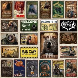 Personalised Man Cave Tin Sign Bears Metal Painting My Cave Sign Metal Plates For Wall Home Craft Cafe Music Bar Garage Decoration Vintage Poster Size 30X20 w01