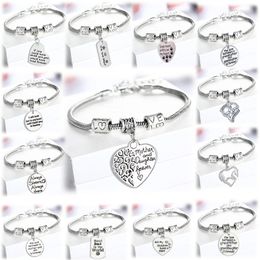 Charm Bracelets Love Heart Bracelet For Women Men Sister Mother Father Grandma Gifts Teacher Jewellery Family Mom Friends Gift