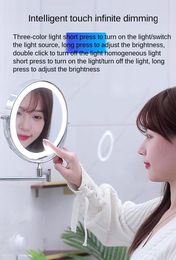 Bath Accessory Set Bathroom Mirror Led Punch-Free Wall-Mounted Folding With Light El Toilet Double-Sided Vanity