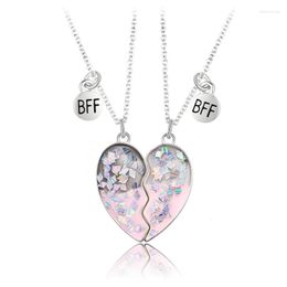 Choker Unisex 2 Pcs BFF Necklace Womens Heart Pendant Friend Letter Fashion Couple Chain Men Friendship Jewellery