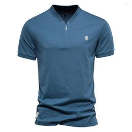 Men's T Shirts Men's Zipper Pullover V-Neck Short-Sleeved T-Shirt Sports Bottoming Shirt