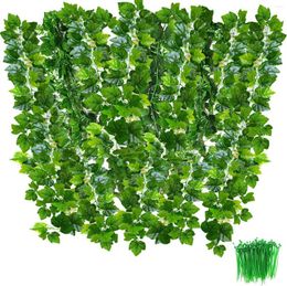 Decorative Flowers Grape Leaves (24Pack 85" Each 100Pcs Cable Tie) Greenery Garlands Hanging For Wedding Party Garden Decor